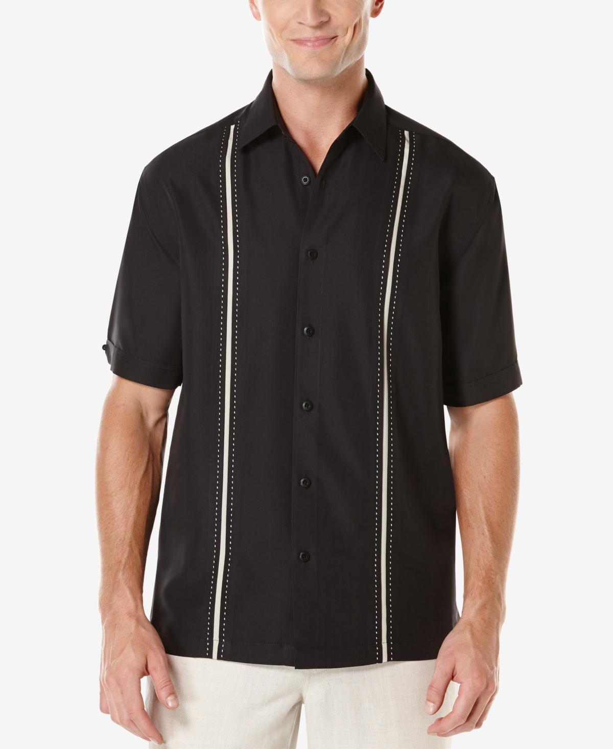 Men's Cubavera Classic-Fit Paneled Button-Down Shirt, Size: Small, Black Product Image