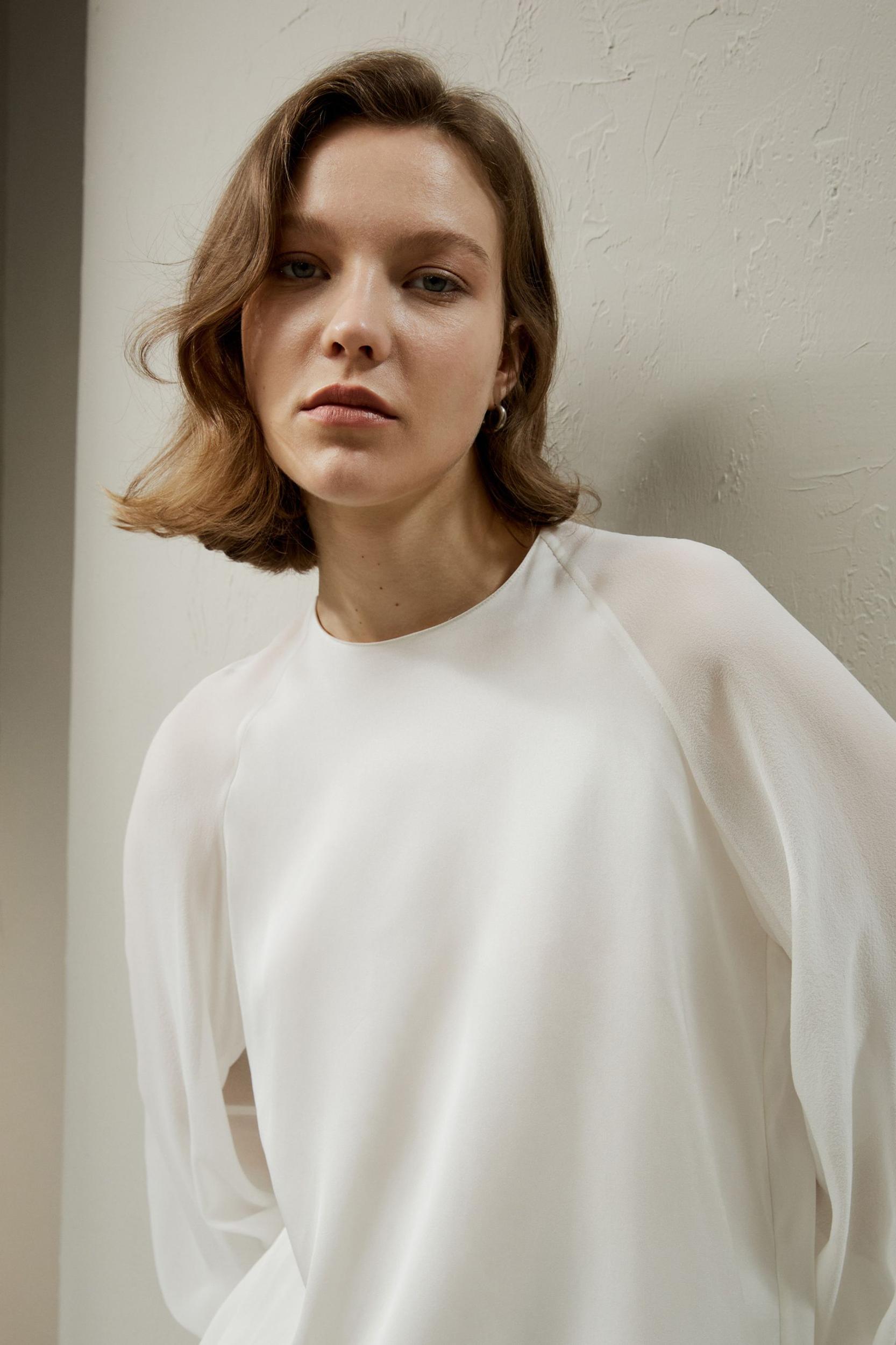 Silk Blouse with Raglan Sleeves Product Image