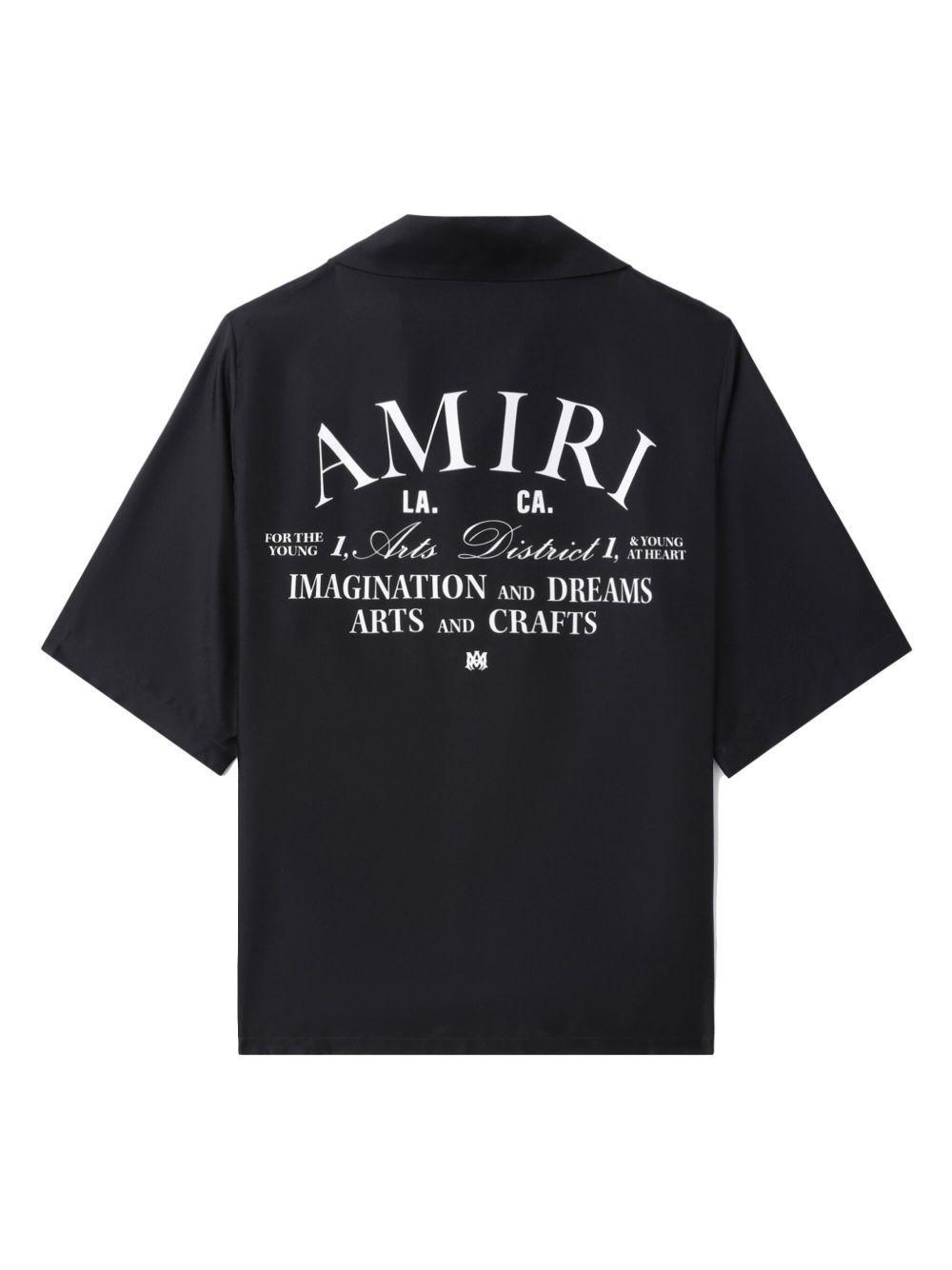 logo-print short-sleeve silk shirt Product Image