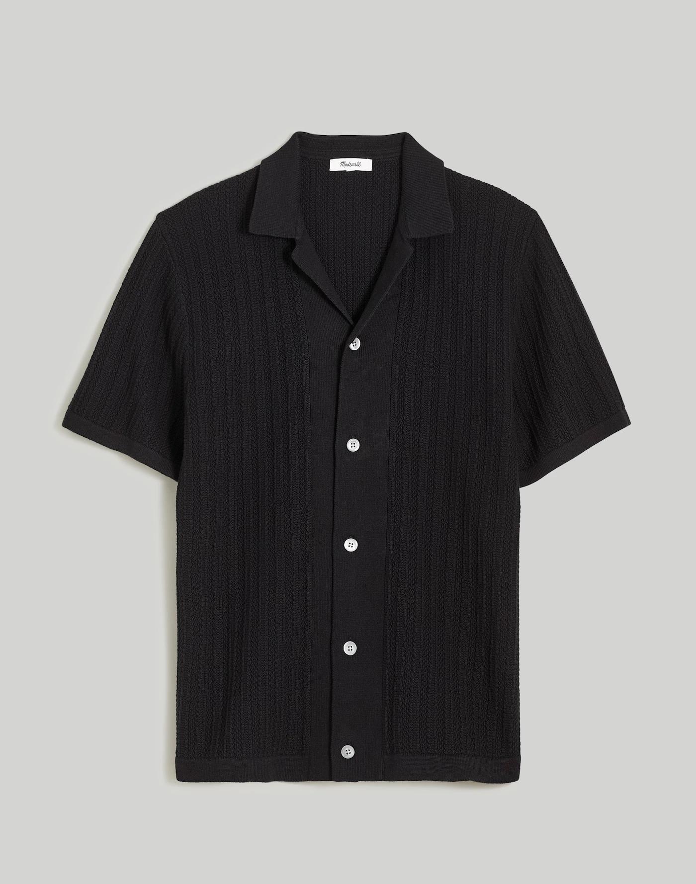 Textured-Stitch Sweater Polo Shirt Product Image