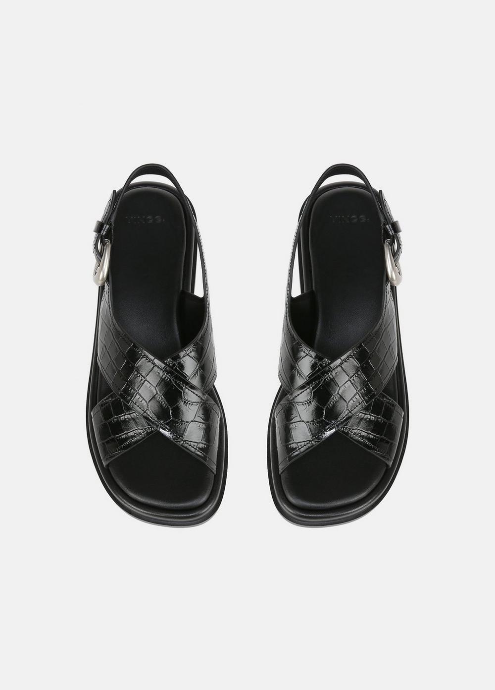 Helena Croc-Embossed Leather Lug-Sole Sandal Product Image