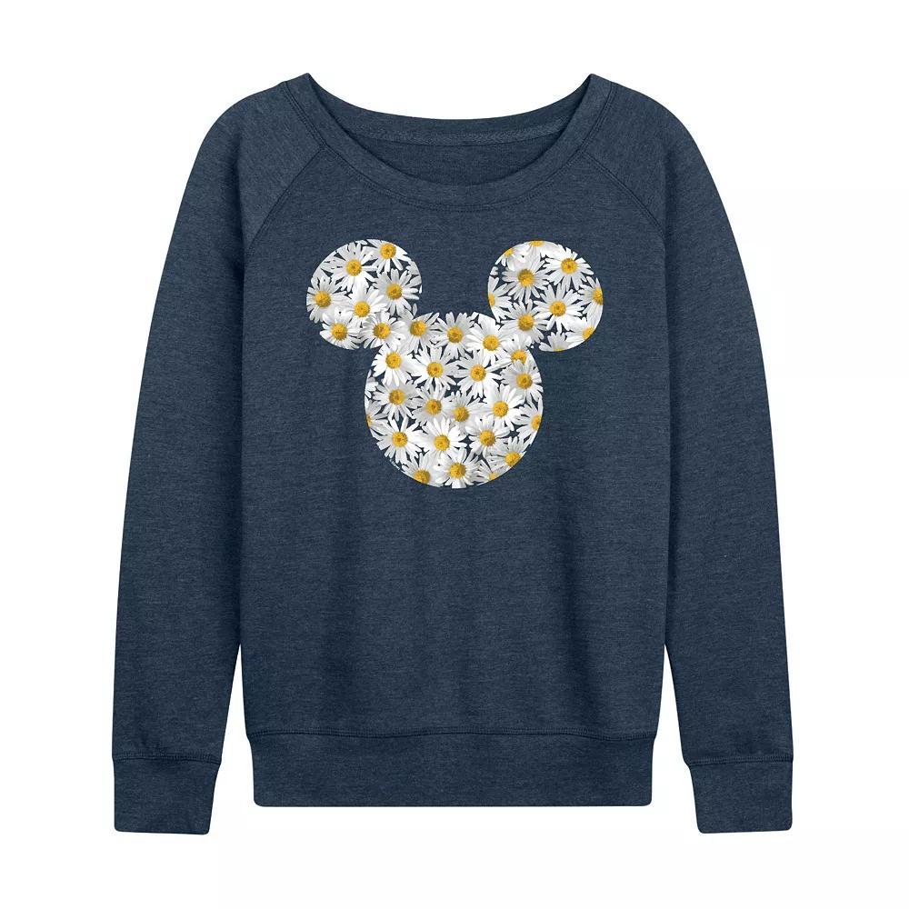 Disney's Mickey Mouse Women's Daisies French Terry Long Sleeve Tee, Girl's, Size: XL, Grey Green Product Image