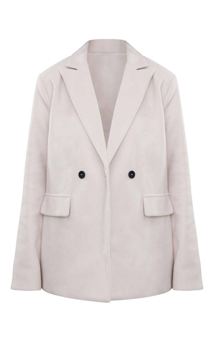Stone Wool Blend Double Breasted Blazer Product Image