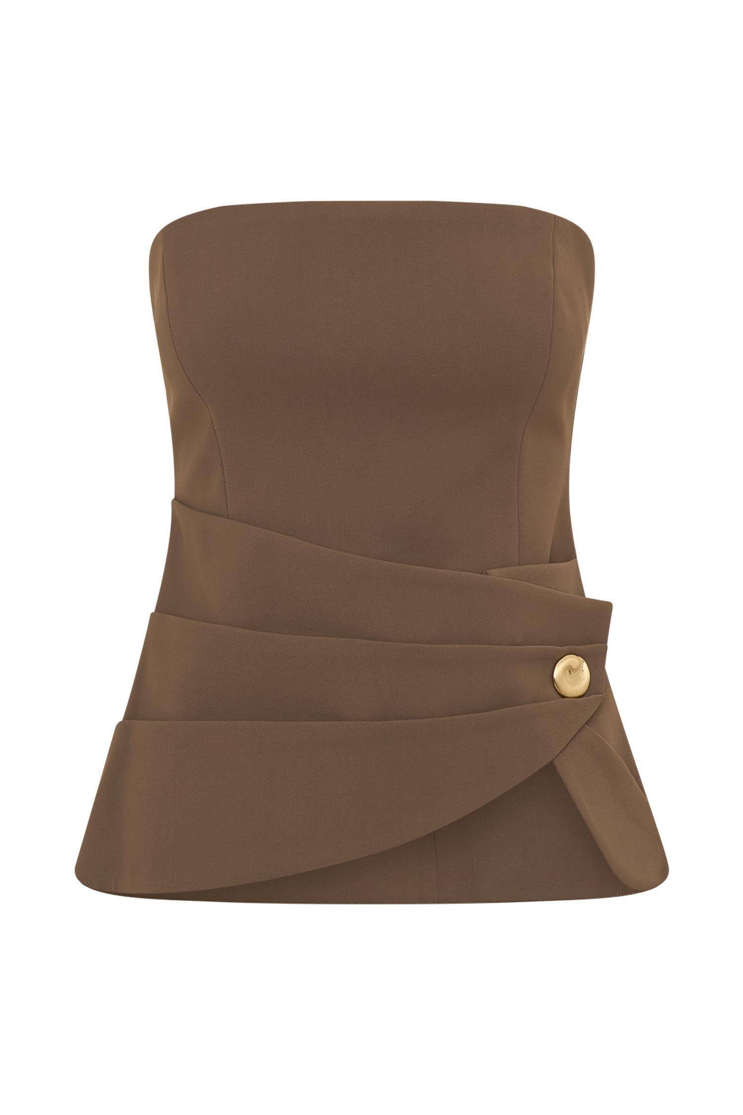 Faith Strapless Suiting Top - Cacao Brown Product Image