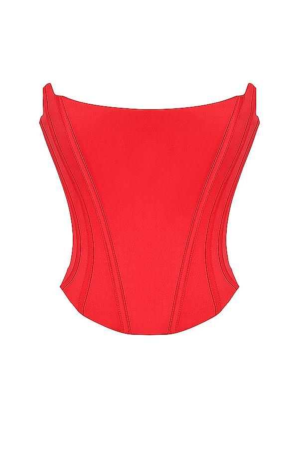 Genevieve  scarlet satin lace back corset Product Image