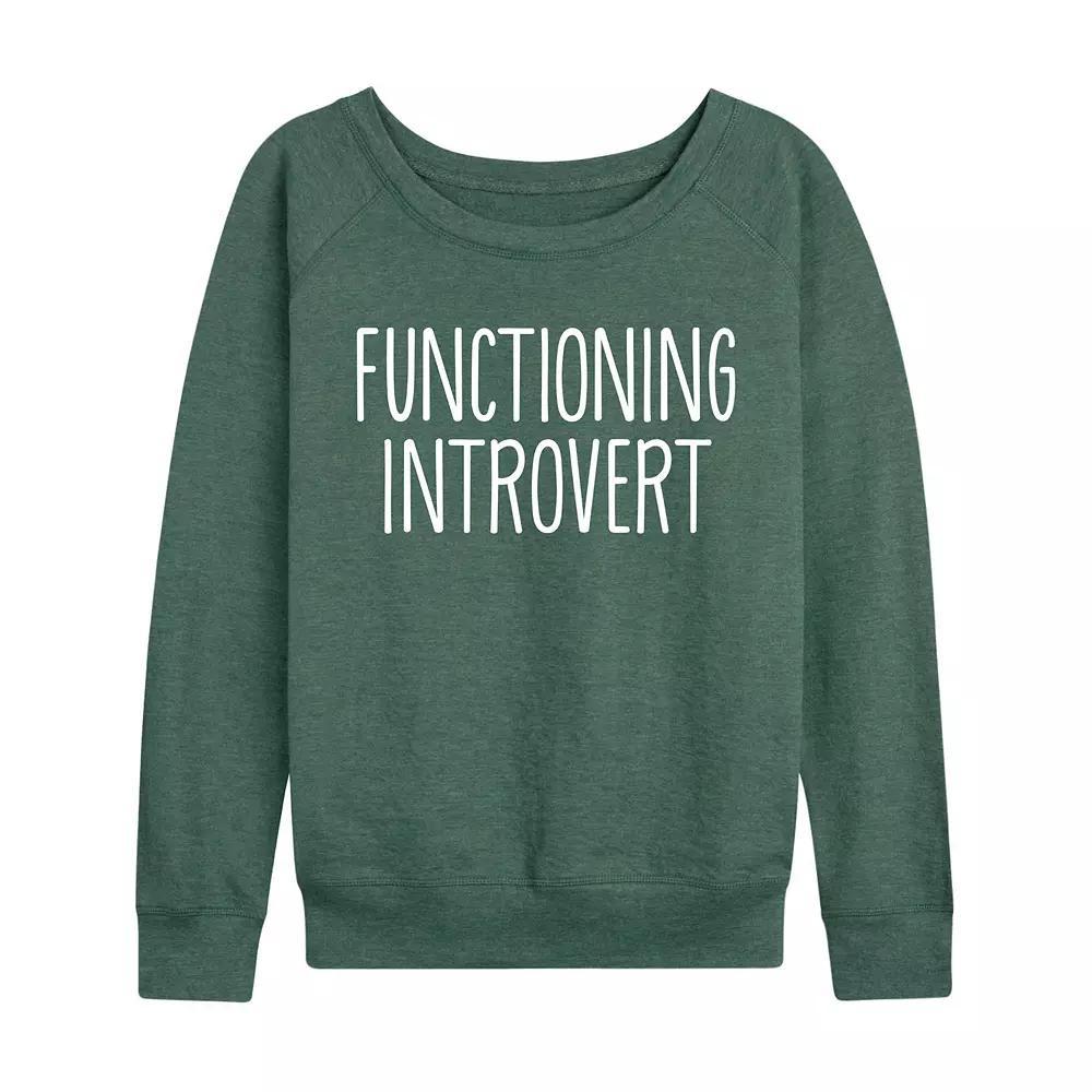 Plus Size Functioning Introvert French Terry Long Sleeve Tee, Womens Grey Maroon Product Image