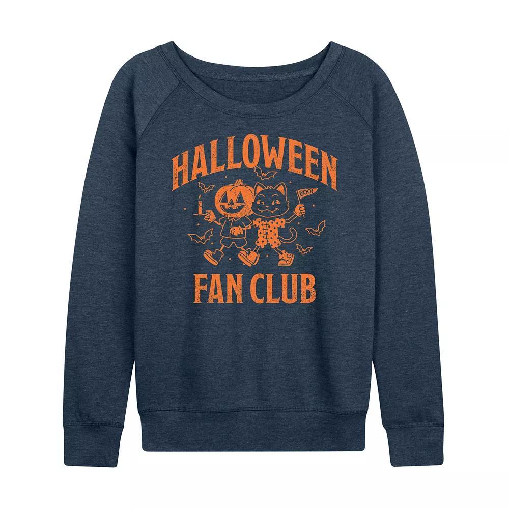 Womens Halloween Fan Club French Terry Long Sleeve Tee Grey Blue Product Image