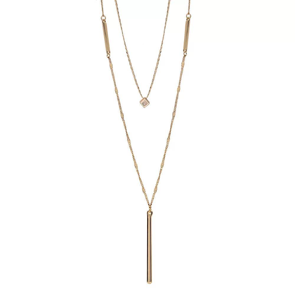 LC Lauren Conrad Multistrand Cube & Stick Pedant Necklace, Women's, Gold Tone Product Image
