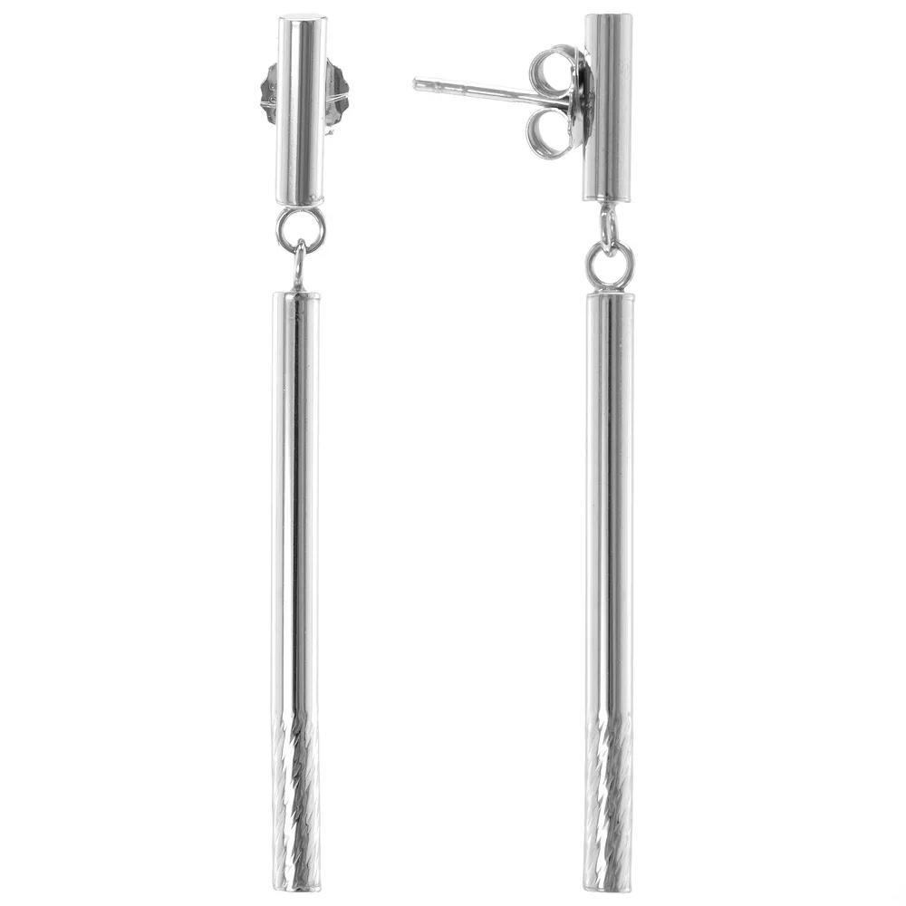 Judy Crowell Sterling Silver Textured Bar Drop Earrings, Women's Product Image