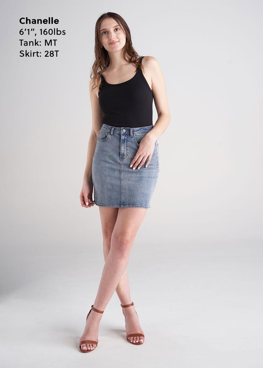 Classic Women's Tall Denim Skirt in Vintage Light Blue Female Product Image