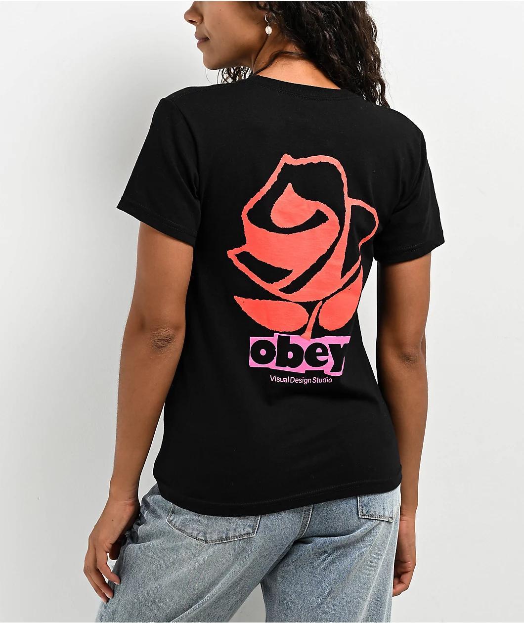 Obey Rose Collage Black T-Shirt Product Image