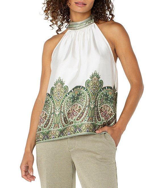 Liverpool Los Angeles Woven Printed Mock Halter Neck Top Product Image