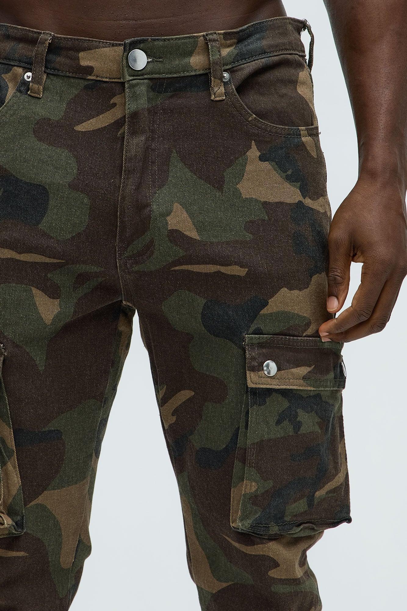 Out These Streets Cargo Stacked Skinny Pants - Camouflage Product Image