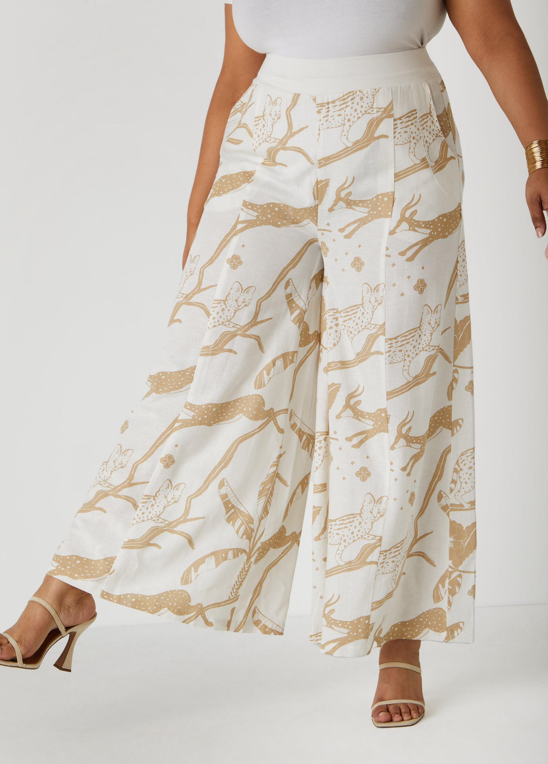 Printed Pull On Wide Leg Pants Product Image