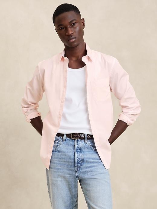 Standard-Fit Washed Cotton Poplin Shirt Product Image