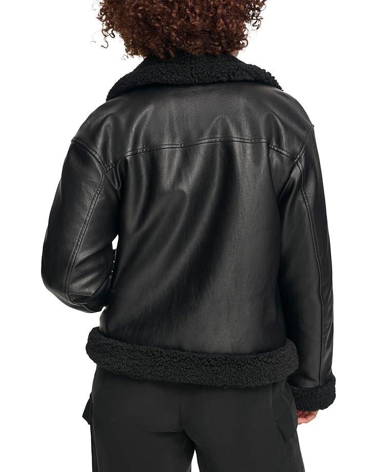 Oversized Faux Shearling Moto Coat Product Image