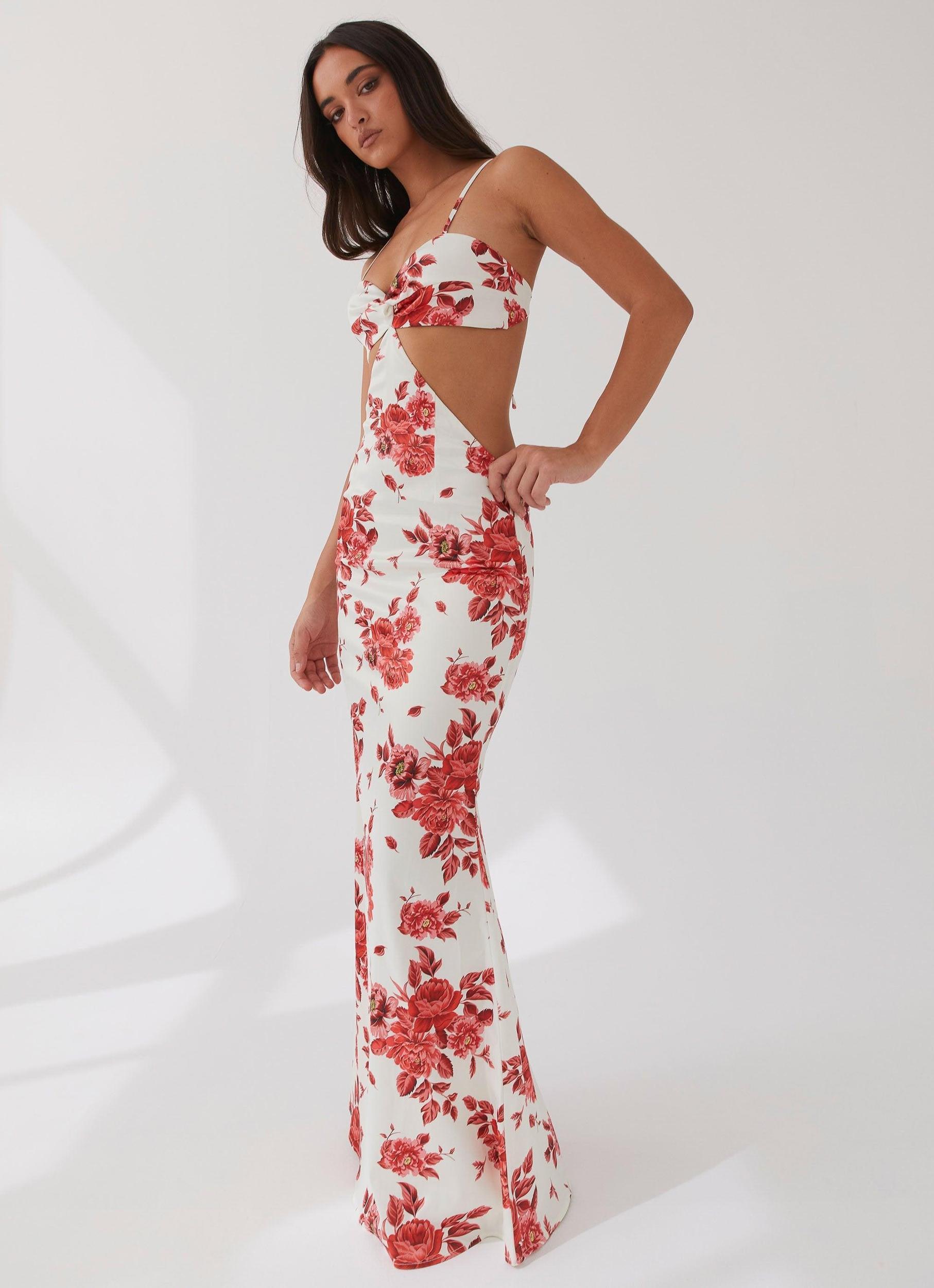 Rosie Satin Maxi Dress - Rosa Floria Product Image