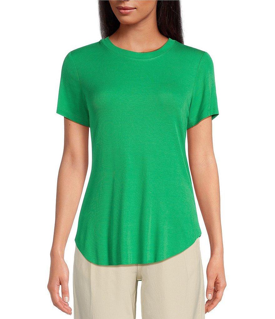 Every Crew Neck Ribbed Short Sleeve Shirttail Hem Tee Shirt Product Image