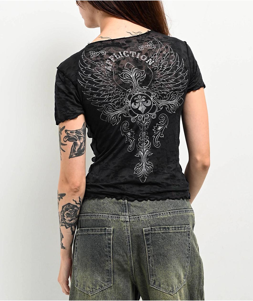 Affliction Iron Soul Burnout Black T-Shirt Product Image