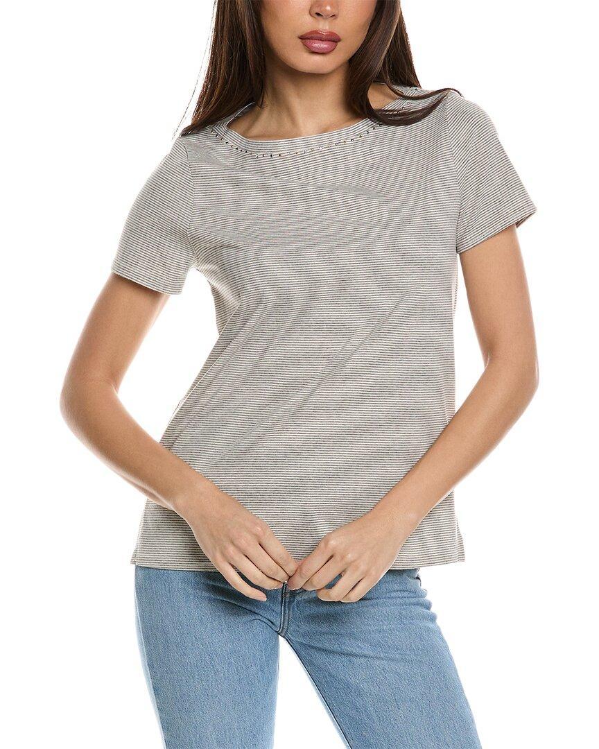 ST JOHN Boatneck T-shirt In Grey Product Image