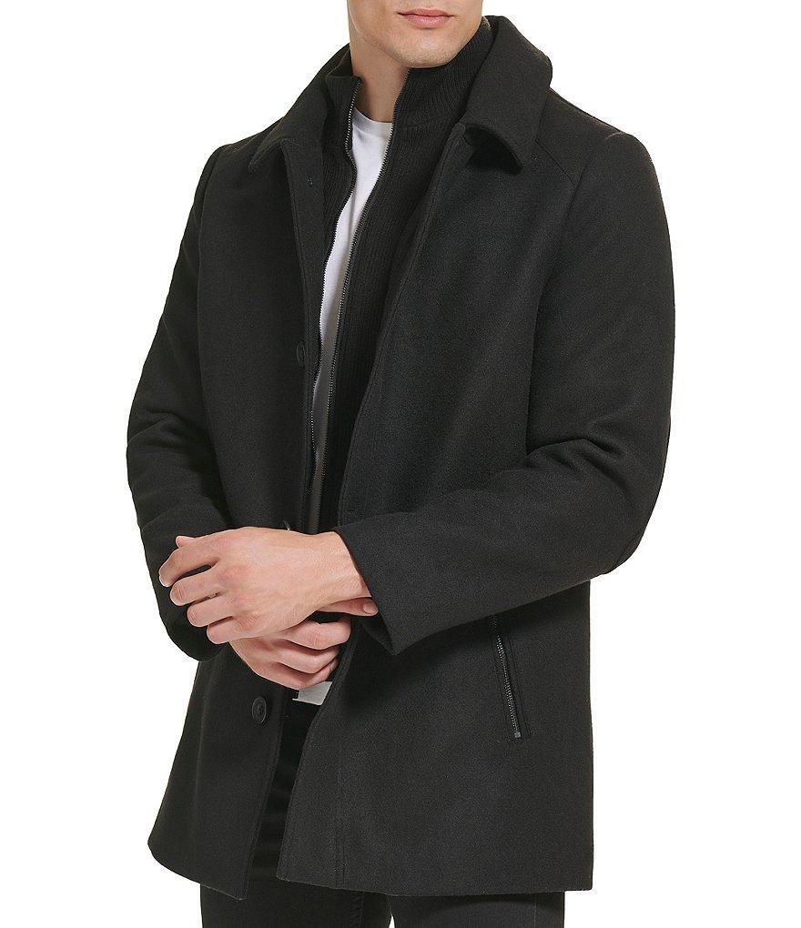 Kenneth Cole New York SB Button Front Wool Knit Collar Coat Product Image