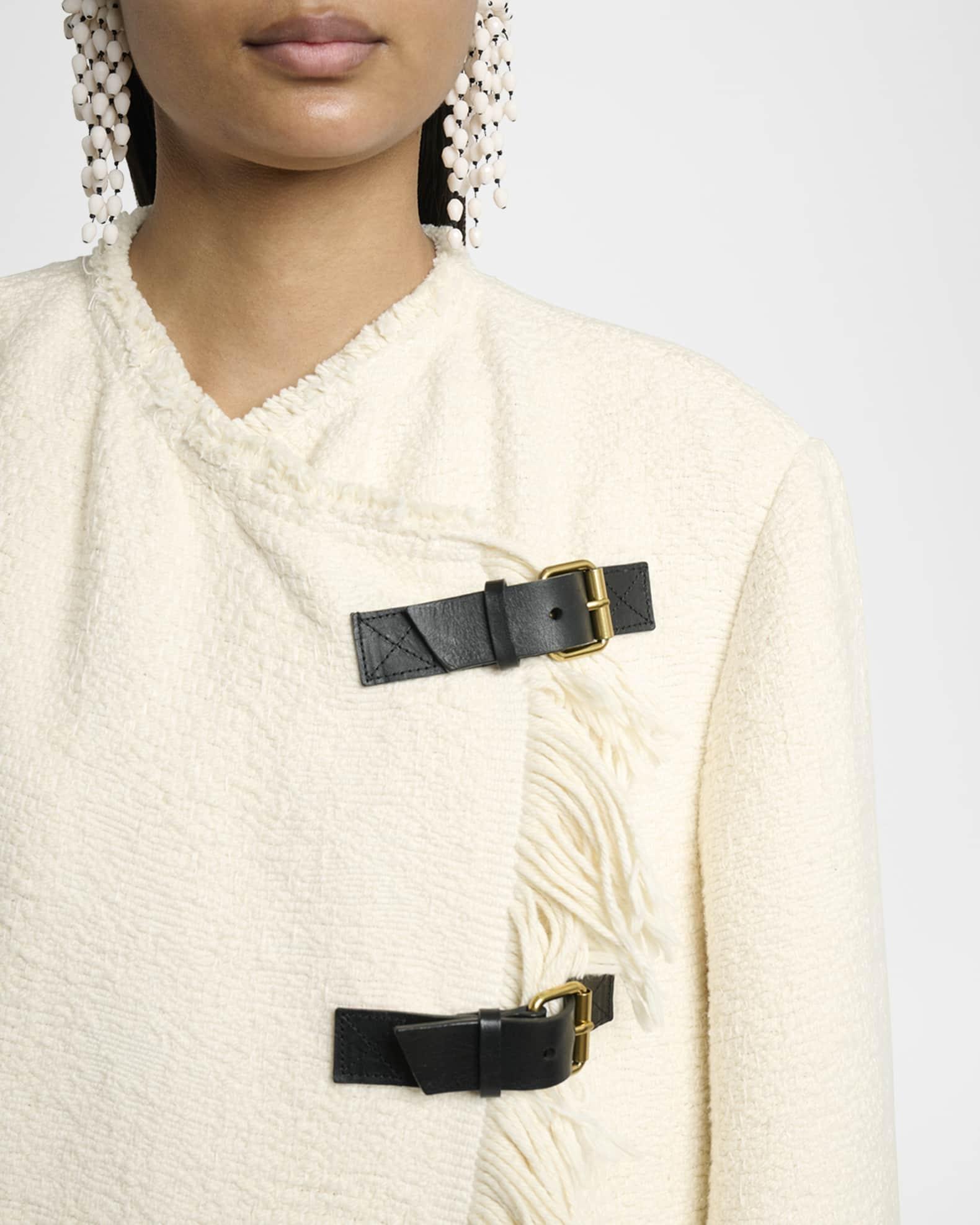 Gameia Long Fringe-Trim Linen Coat Product Image