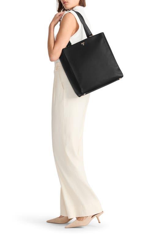 TUMI Voyageur Vail Leather North South Tote Bag In Black/light Gold Product Image