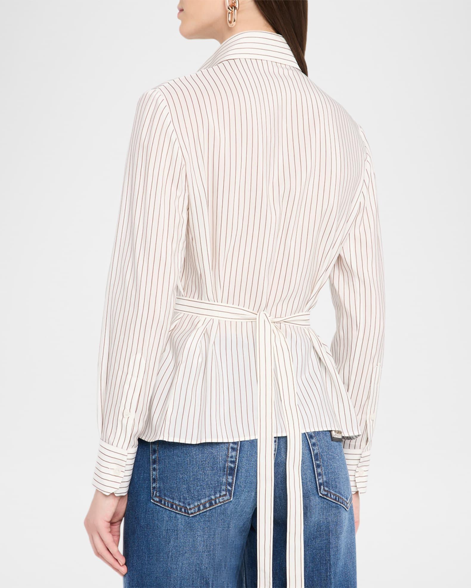 Pinstripe Tie-Waist Shirt Product Image