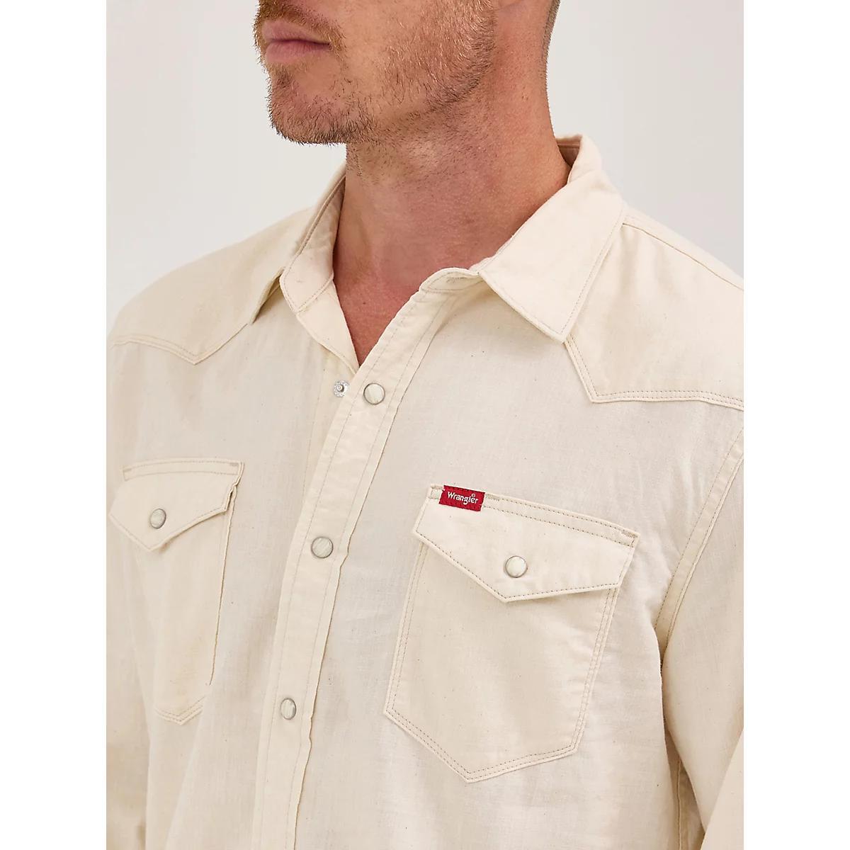 Men's Denim Western Snap Shirt in Ecru Product Image