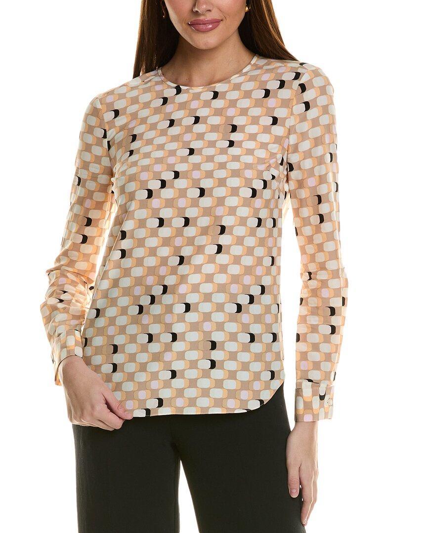 ST JOHN St. John Geo Print Silk-blend Top In Pink Product Image