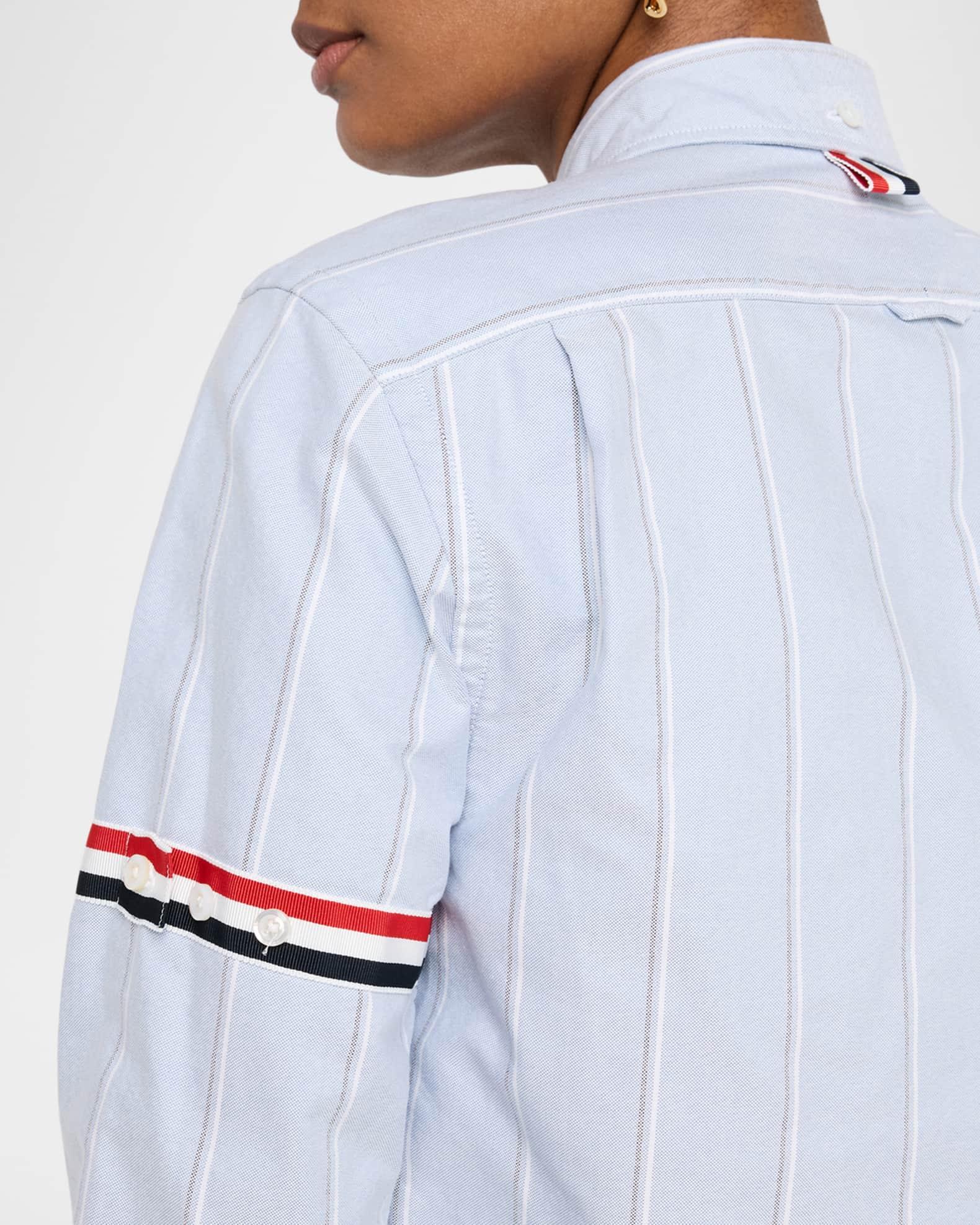 Striped Armband Crop Oxford Shirt Product Image