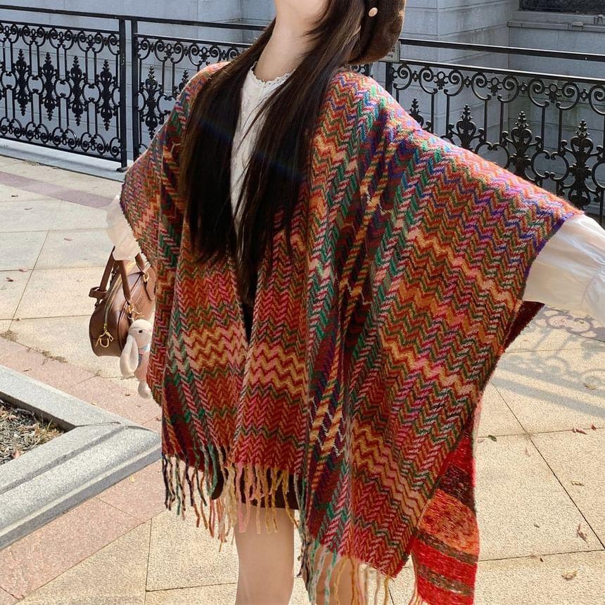 Plaid Fringed Shawl Product Image
