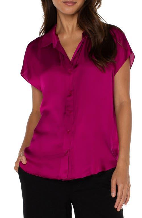 Liverpool Los Angeles Dolman Sleeve Satin Blouse with Collar Button Front (Dark ) Women's Clothing Product Image
