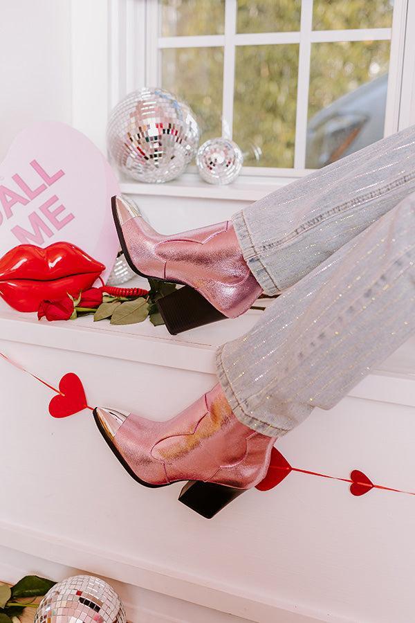 The Kaylie Metallic Bootie In Pink Product Image
