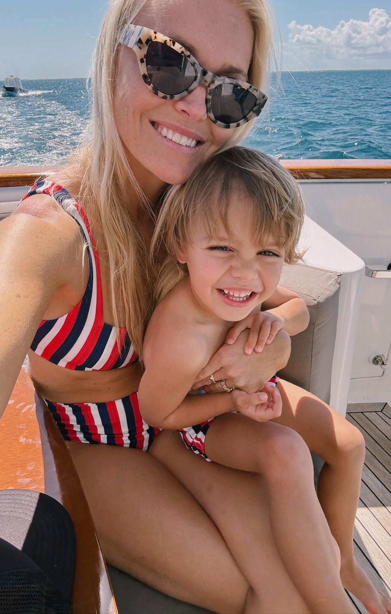 Lil Dude Shorts ~ Americana Stripe Micro Rib Kids Product Image