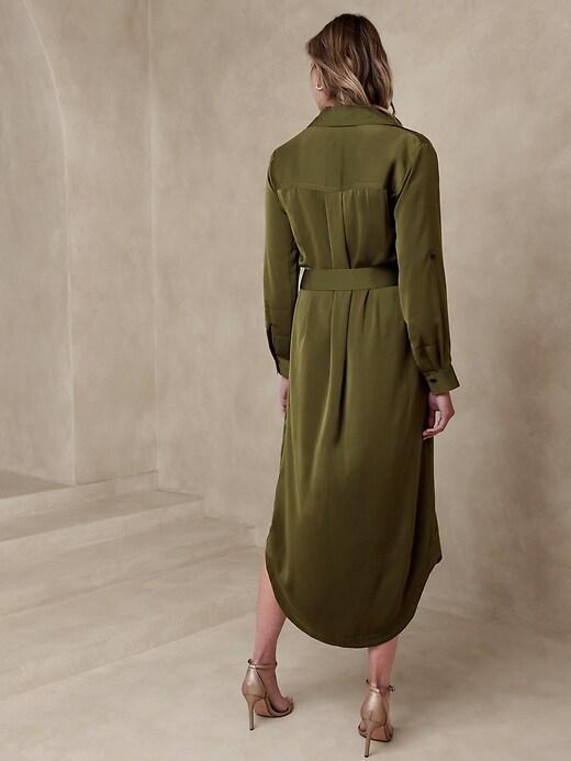 Satin Crepe Maxi Shirtdress Product Image