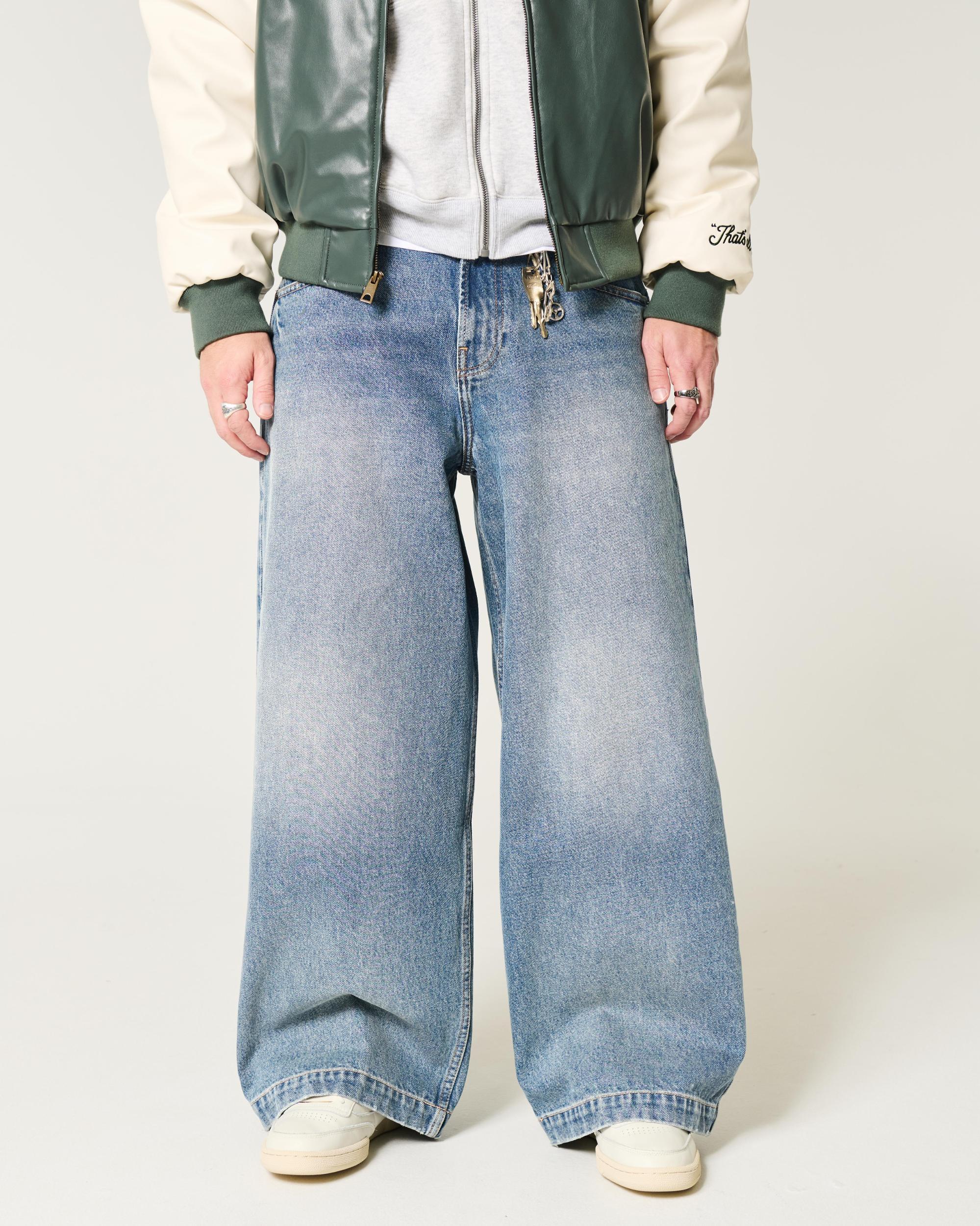 Ripped Light Wash Extreme Baggy Jeans Product Image