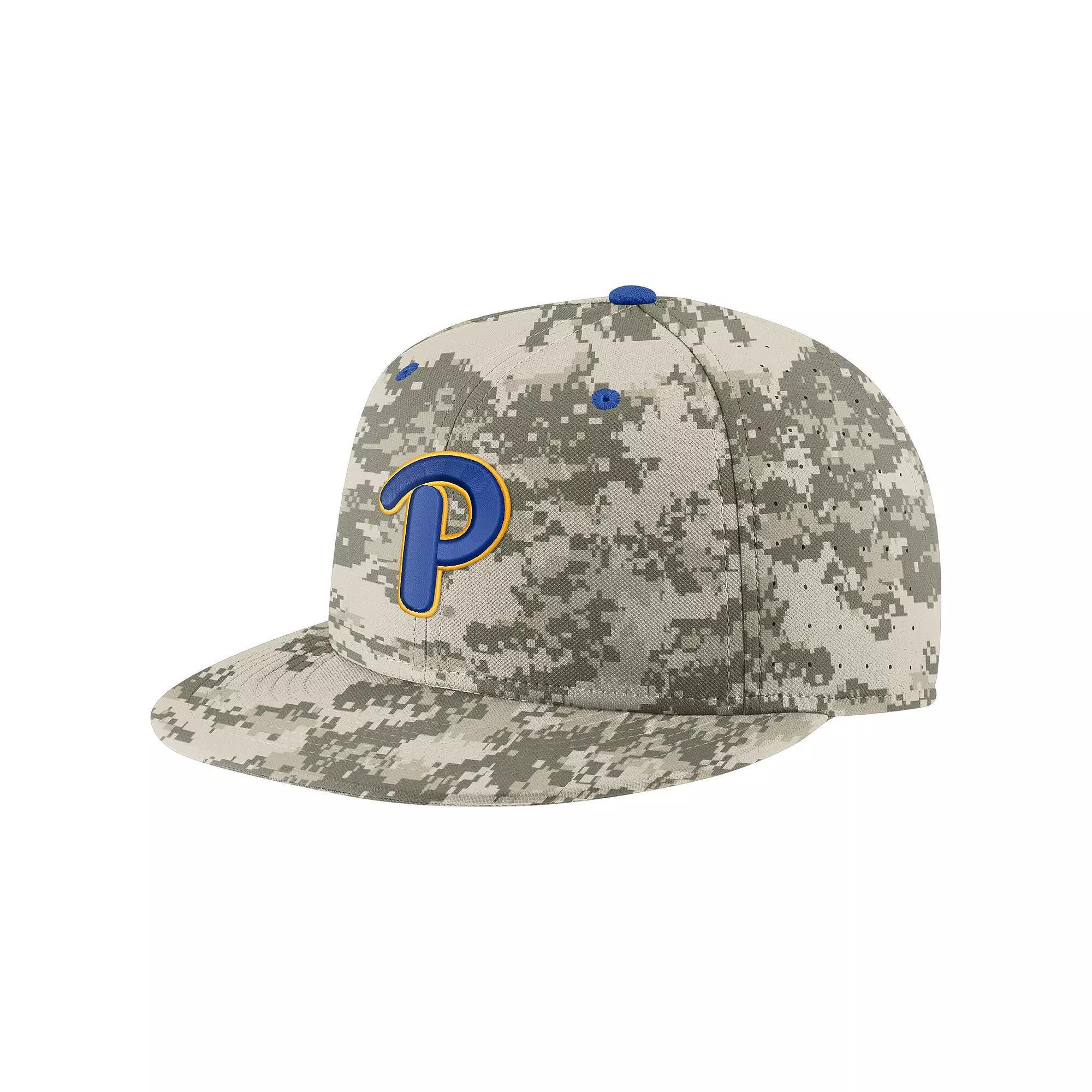 Men's Nike Camo Pitt Panthers Aero True Baseball Performance Fitted Hat, Size: 7 3/8, Green Product Image