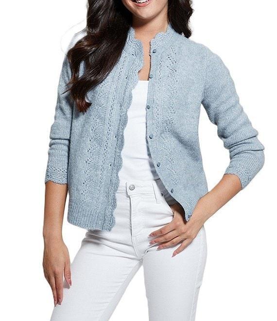 Guess Macie Long Sleeve Crochet Button Front Sweater Product Image
