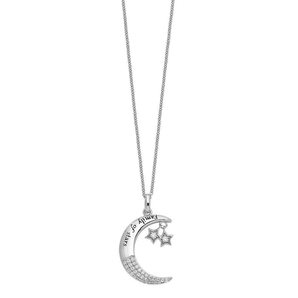 Sentimental Expressions Sterling Silver Cubic Zirconia Antiqued Family Of Stars Necklace, Women's, Size: 18" Product Image