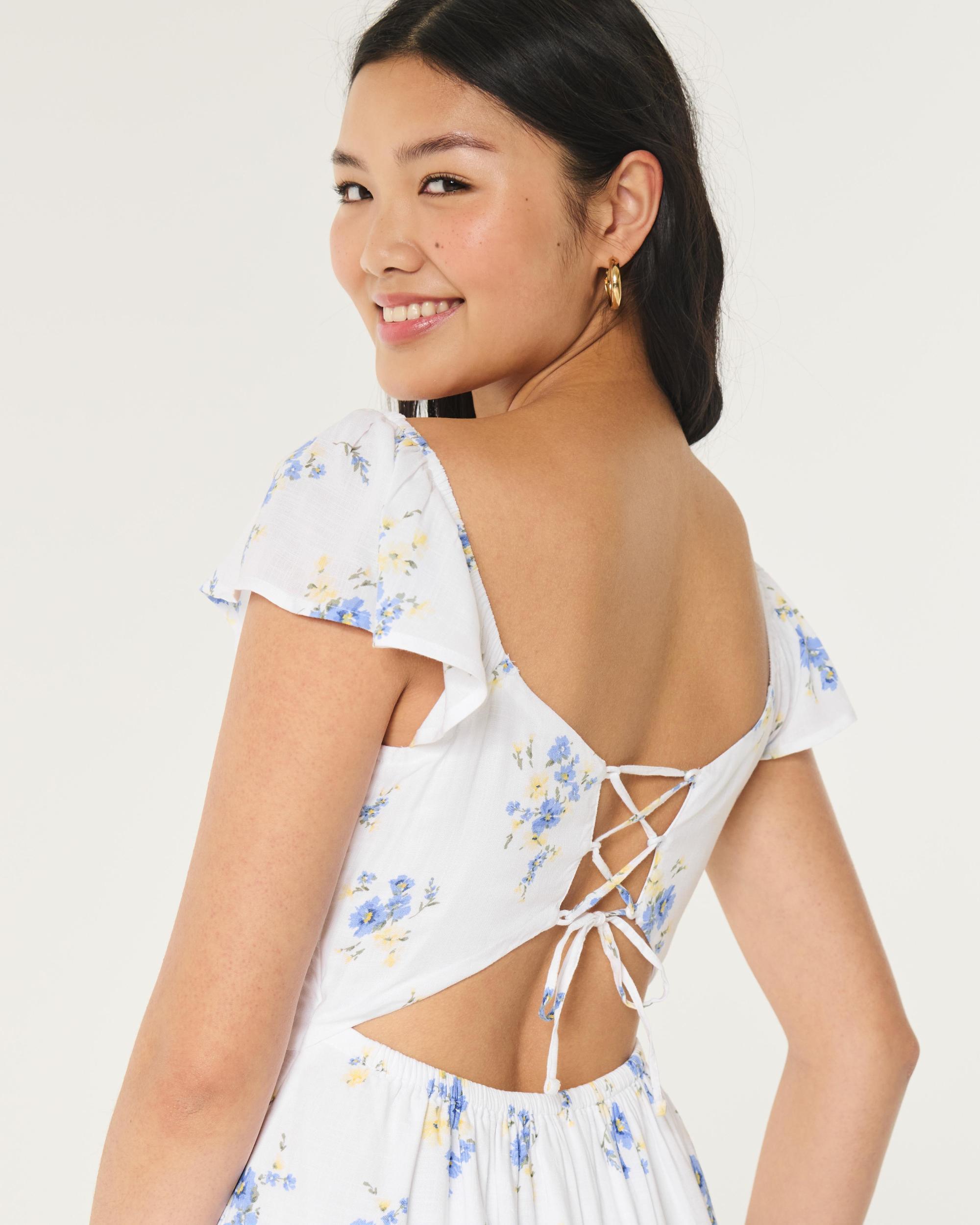 Lace-Up Back Midi Dress Product Image
