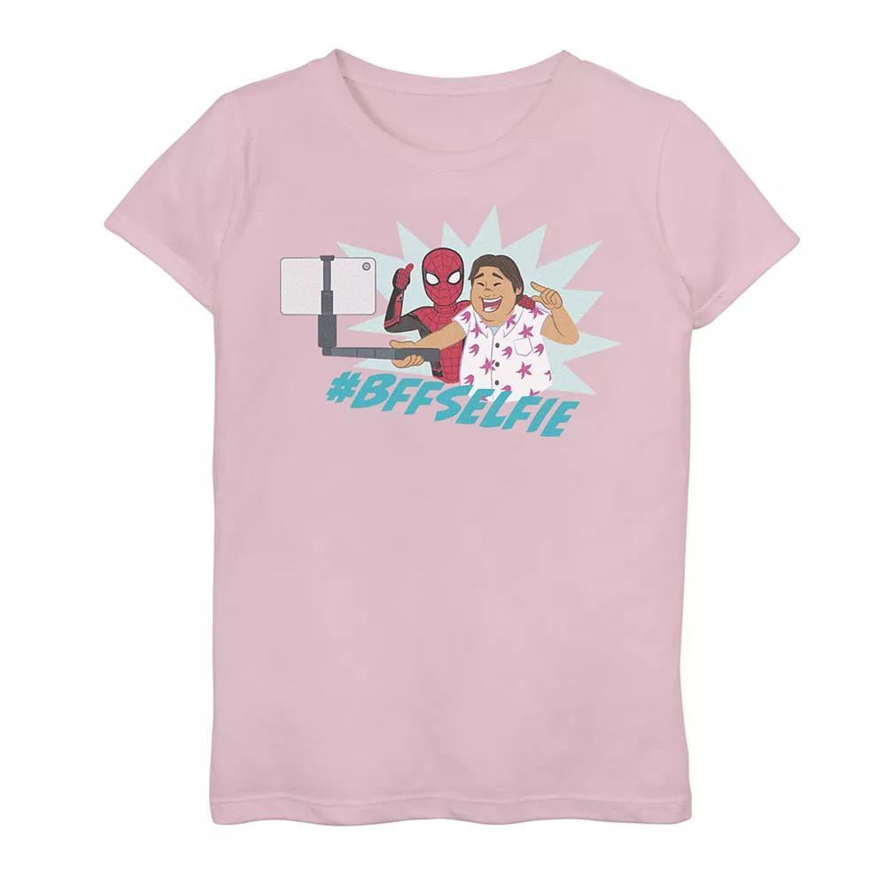 Girls 7-16 Marvel Spider-Man Far From Home #BFF Selfie Graphic Tee, Girl's, Size: Large, Pink Product Image