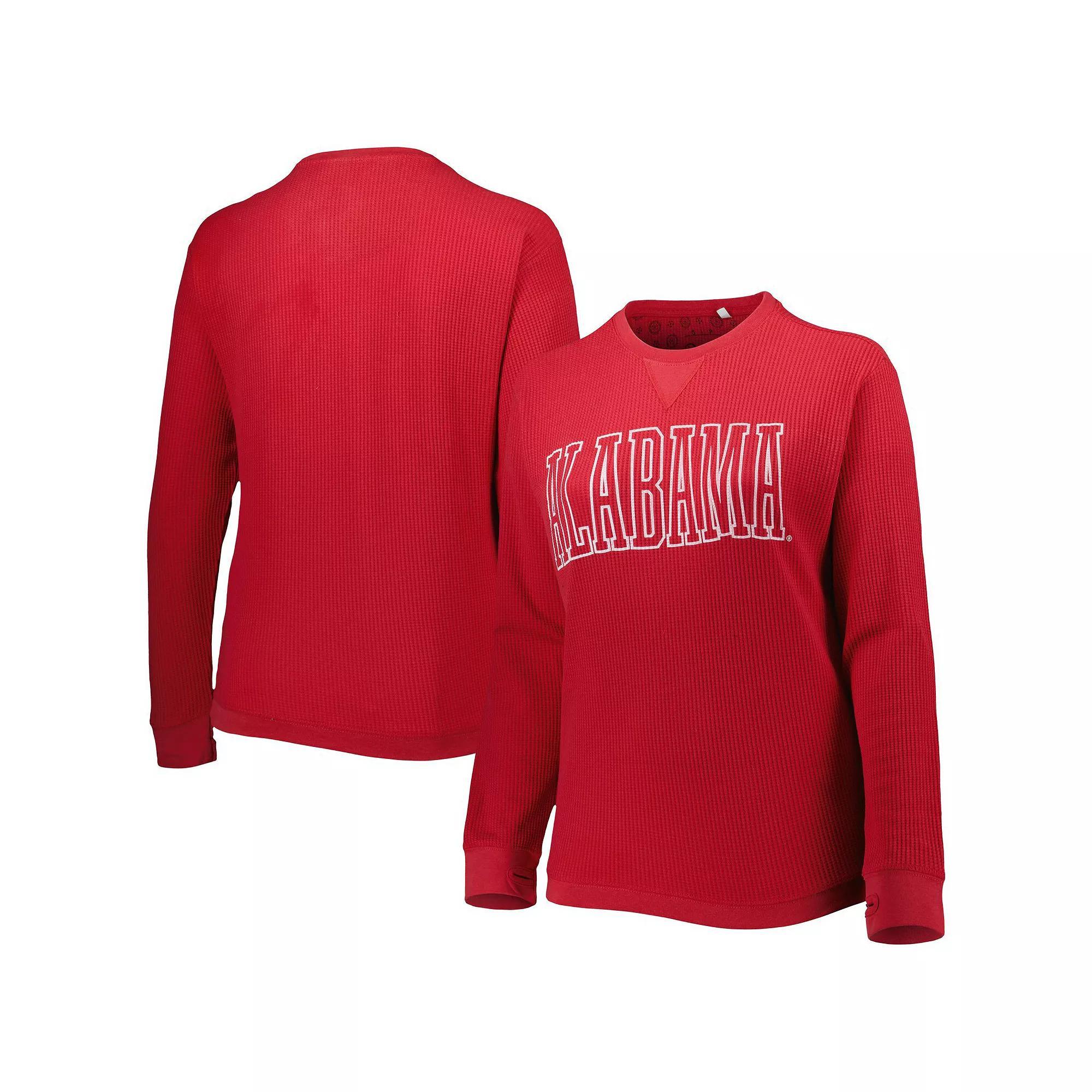 Women's Pressbox Crimson Alabama Crimson Tide Surf Plus Size Southlawn Waffle-Knit Thermal Tri-Blend Long Sleeve T-Shirt, Size: XL, Red Product Image