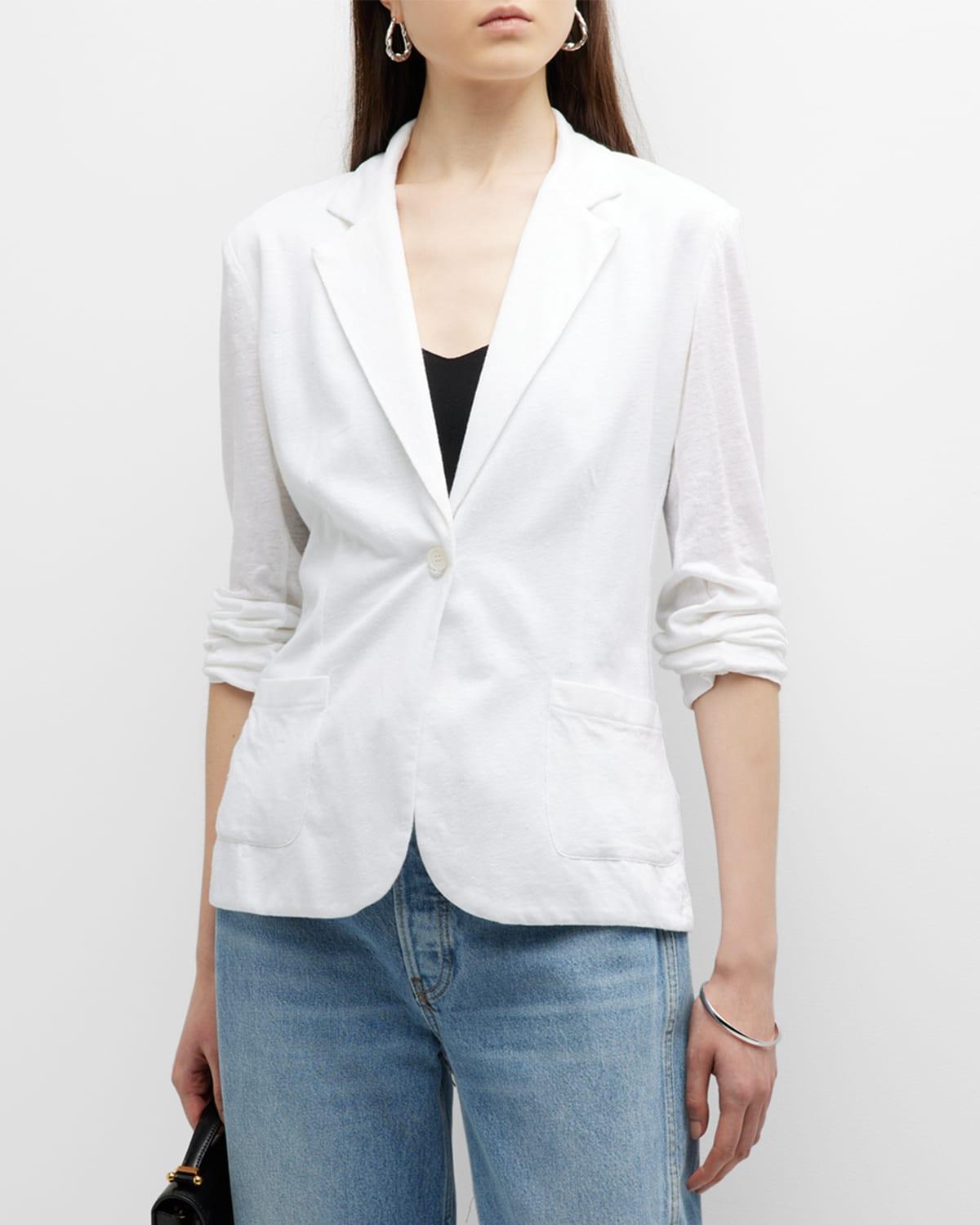 Stretch Linen One-Button Blazer Product Image