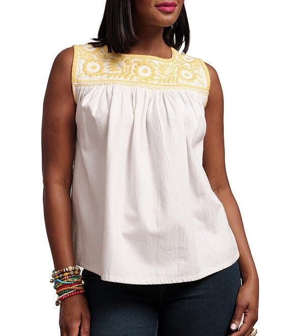 FRANCES VALENTINE Jess Embroidered Square Neck Sleeveless Top Product Image