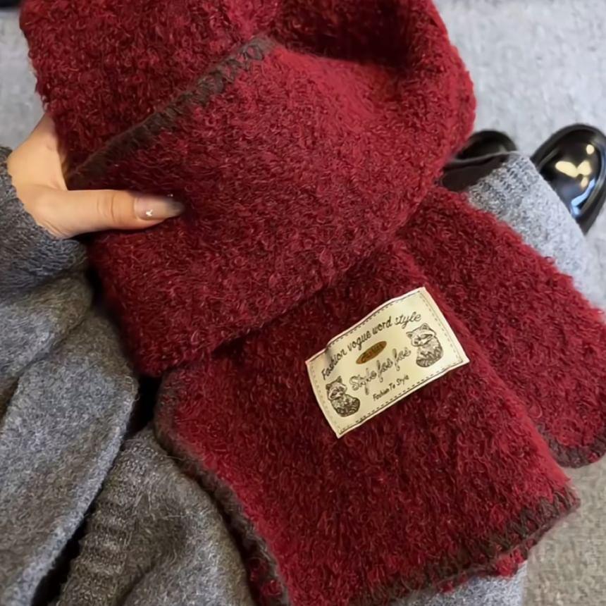 Applique Contrast Stitching Knit Scarf Product Image