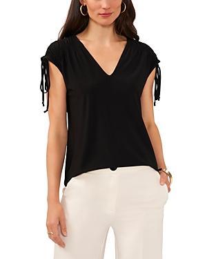 Vince Camuto Slvlss V Neck With Shirring At Shoulders (Rich ) Women's Clothing Product Image