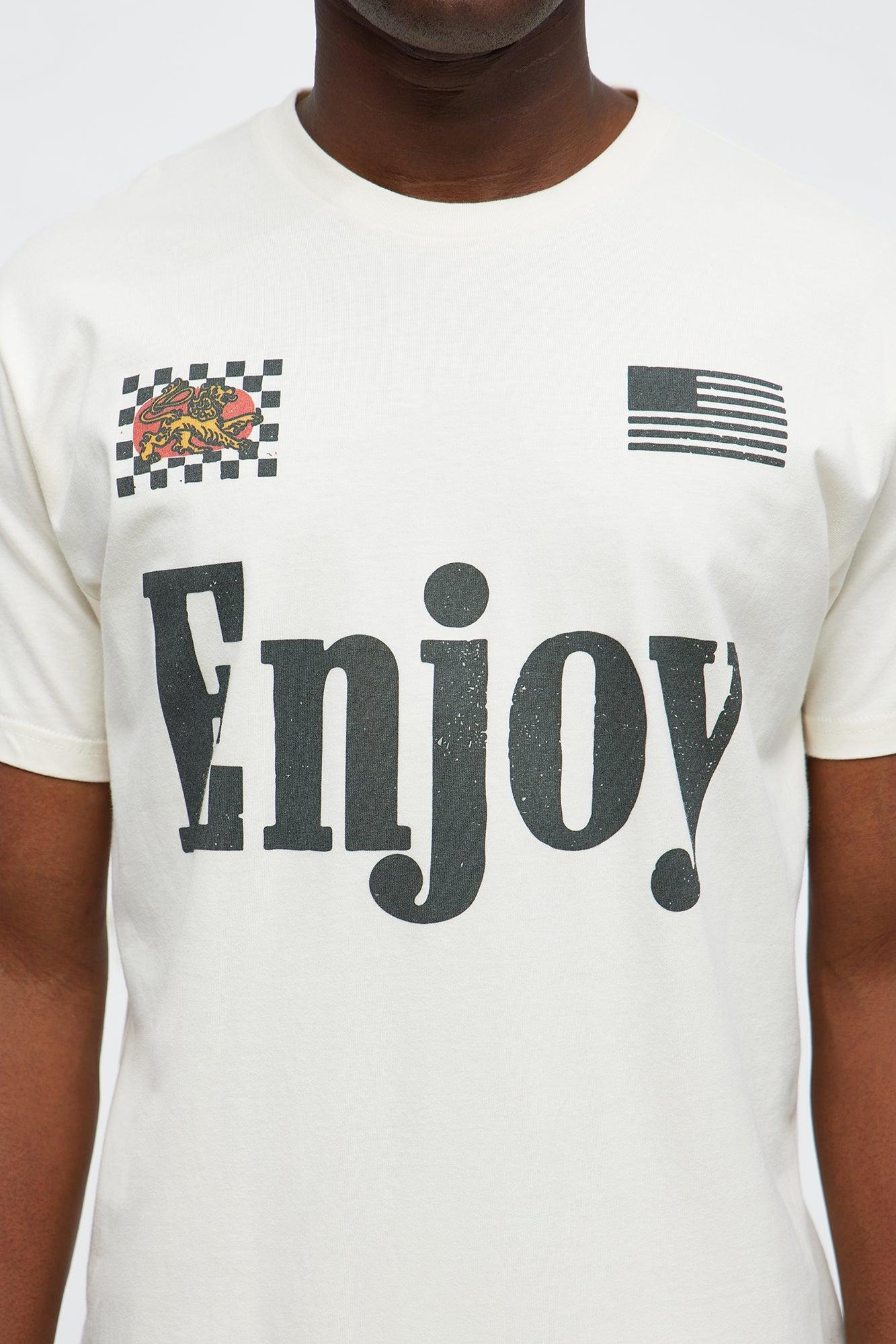 Enjoy Finer Things In Life Short Sleeve Tee - Off White Product Image