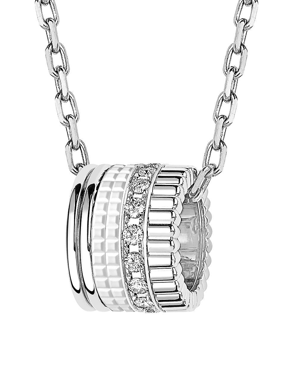 Womens Quatre White Edition 18K White Gold, HyCeram & 0.24 TCW Diamond Pendant Necklace Product Image