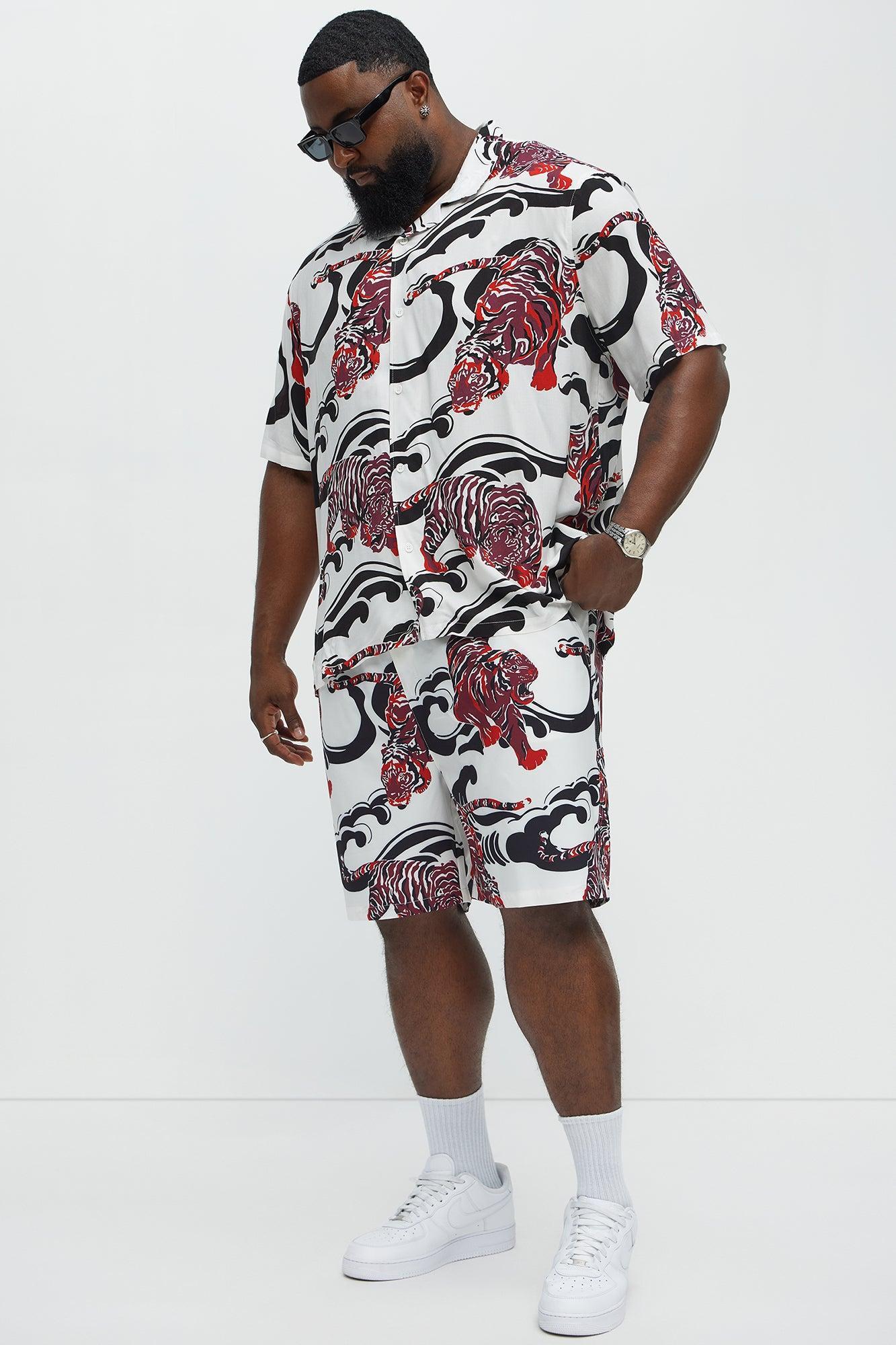 Tiger Waves Relaxed Shorts - White/combo Product Image